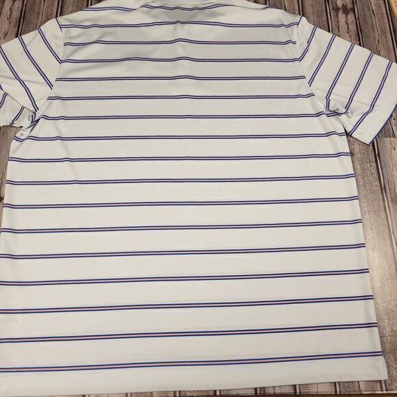 Nike Golf Tour Performance Dri Fit Polo Size 2XL Torrey Pines White Blue Stripe - Picture 2 of 5